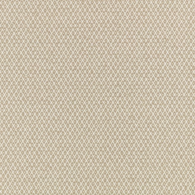 Warm taupe woven textile with a fine ivory diamond lattice