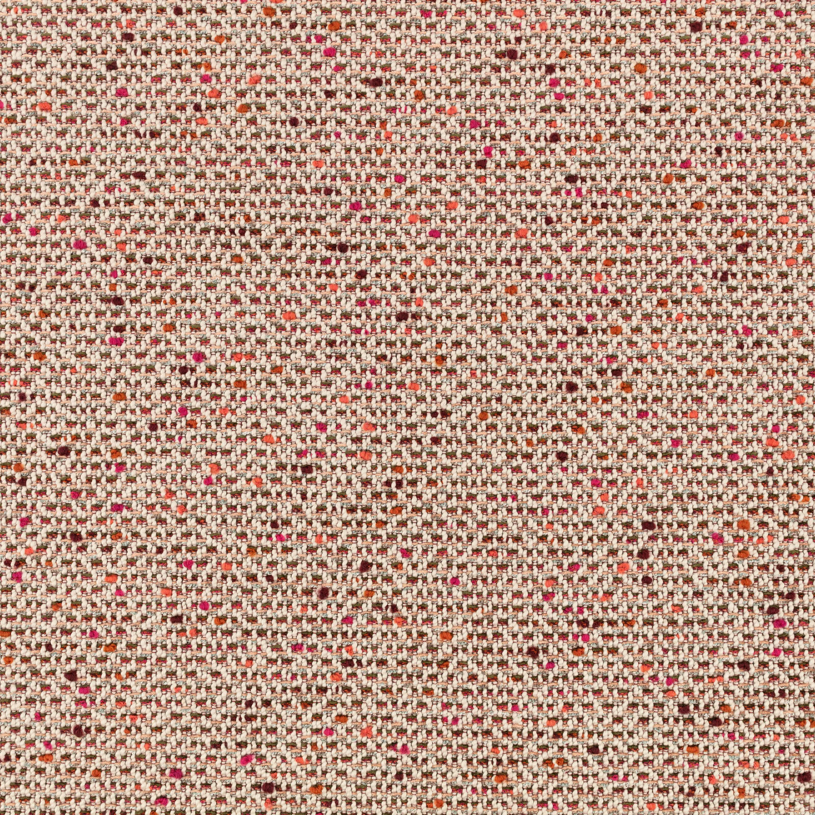 Creamy beige upholstery weave with scattered bayberry red and rust flecks