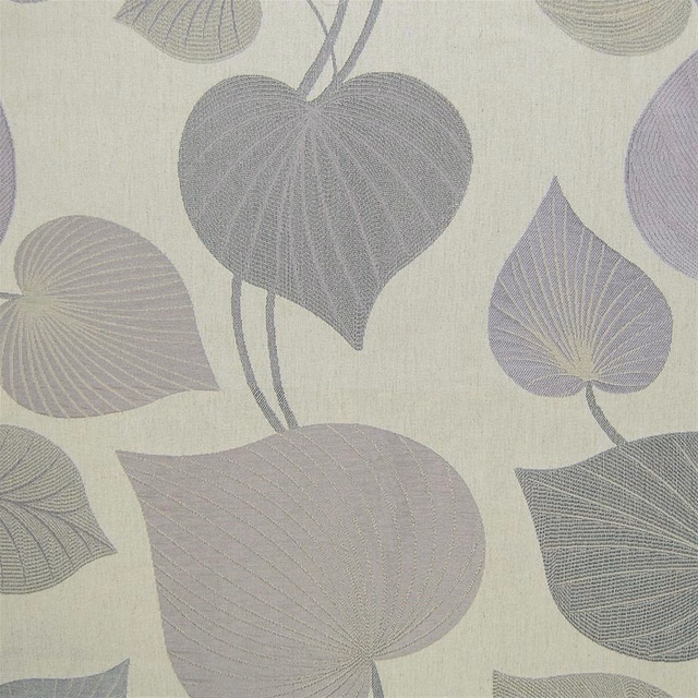 Large leaf botanical fabric in soft lilac, grey and ivory tones