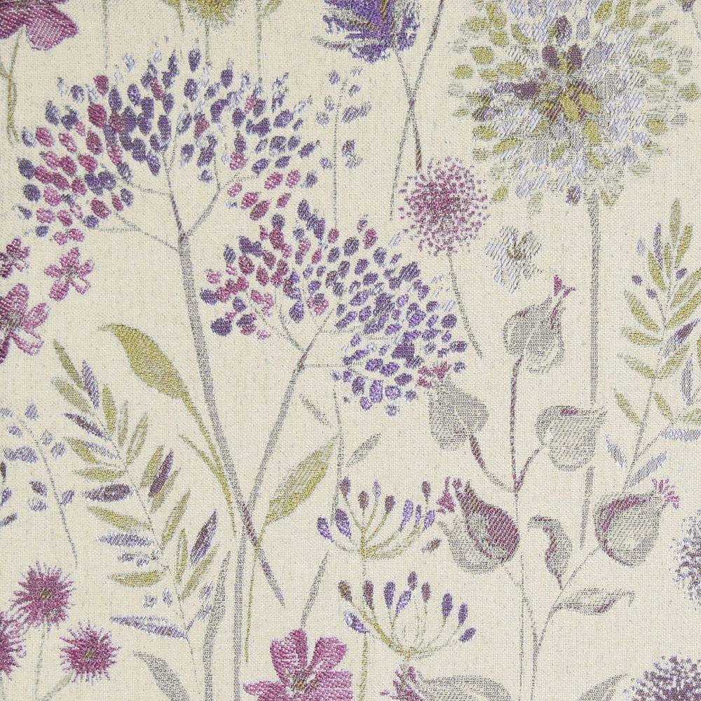 Cream floral fabric with lilac, plum and green botanical sprays