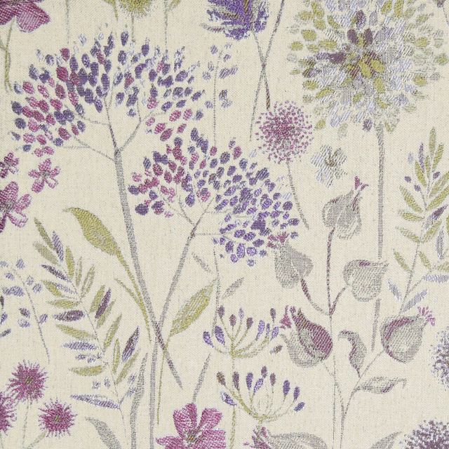 Cream floral fabric with lilac, plum and green botanical sprays