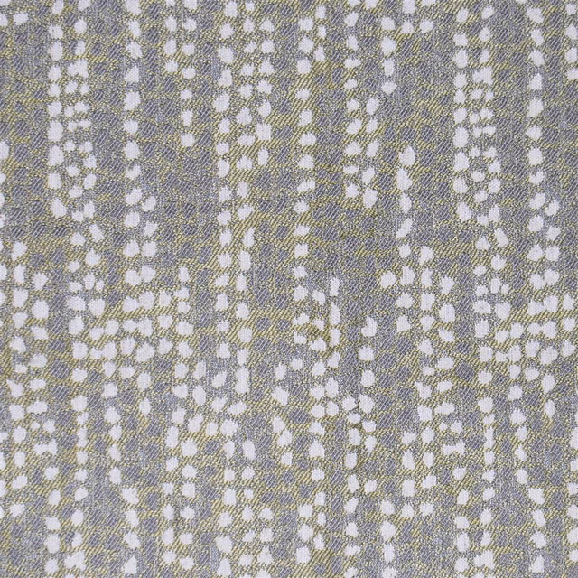 Close-up of Orton Green woven fabric with muted olive, grey and white abstract pattern