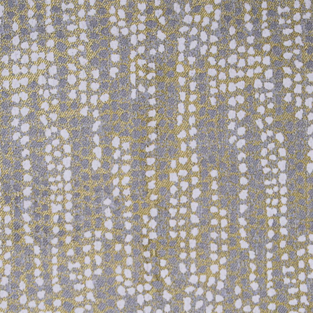 Close-up of abstract woven fabric with soft mustard, grey and white speckling