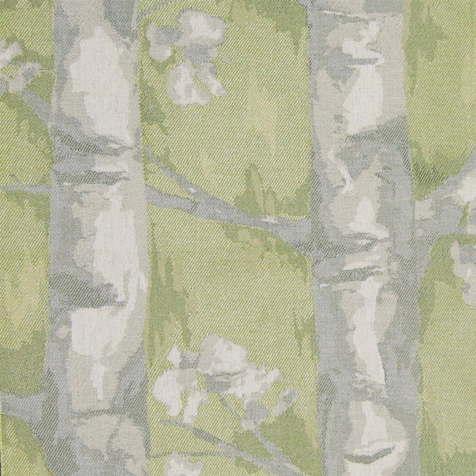 Close-up of Windermere Green floral fabric in soft moss and grey tones