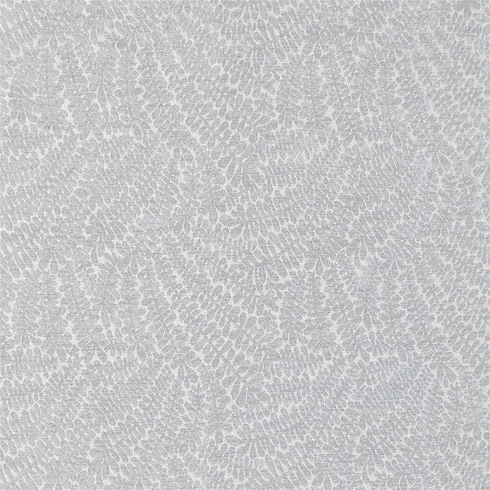 Pale grey woven floral fabric with a soft pearly sheen