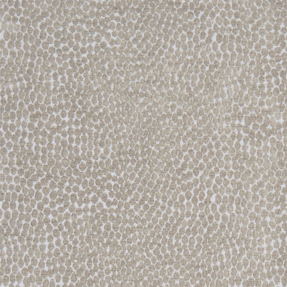 Close-up of Pebble Beige textured fabric with small mottled ivory and beige pattern