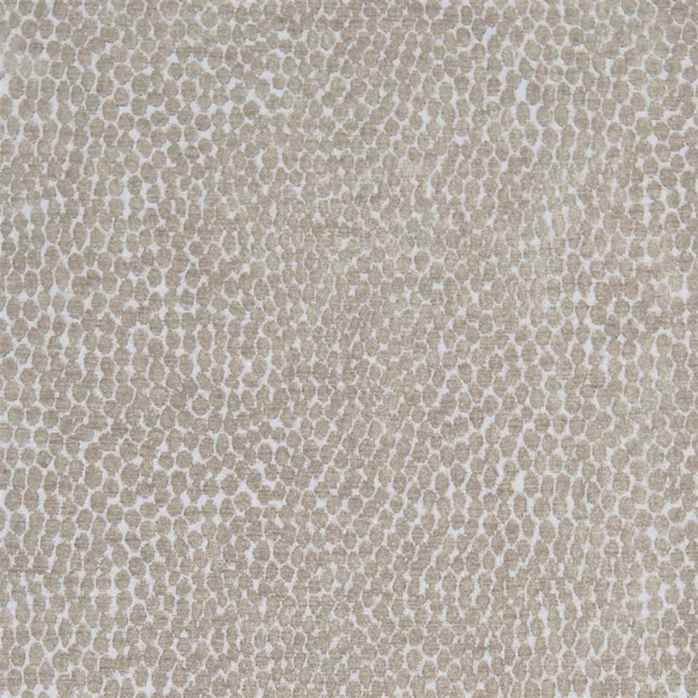 Close-up of Pebble Beige textured fabric with small mottled ivory and beige pattern
