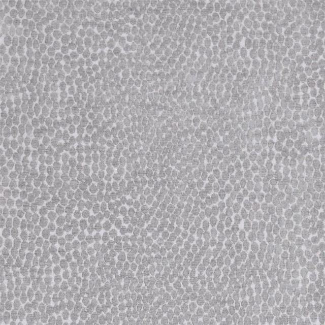 Close-up of soft pebble grey woven fabric with small mottled abstract pattern