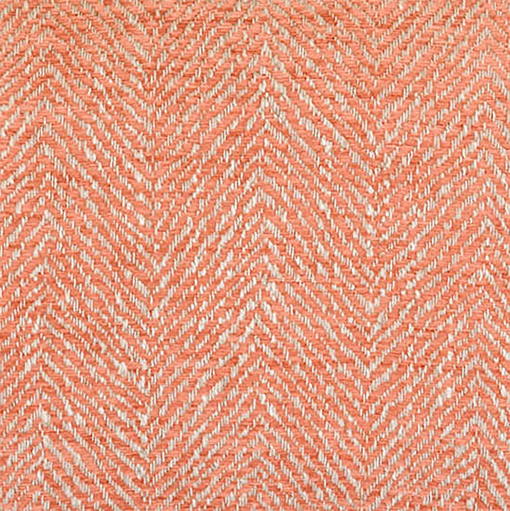 Coral orange herringbone woven fabric with pale slubbed threads