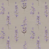 Lavender botanical trail print on a natural beige woven fabric
