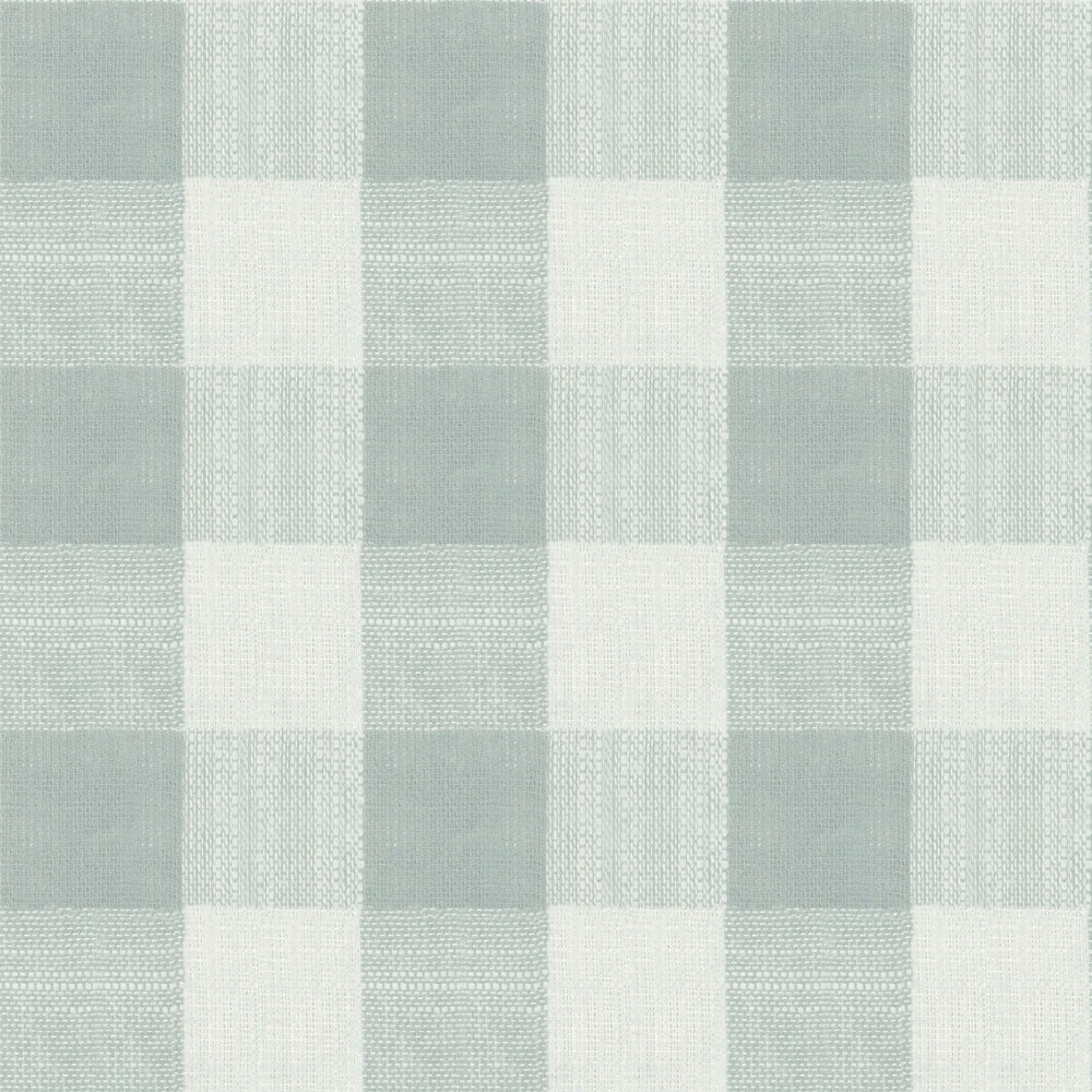 Pale blue woven check fabric with a soft textured surface