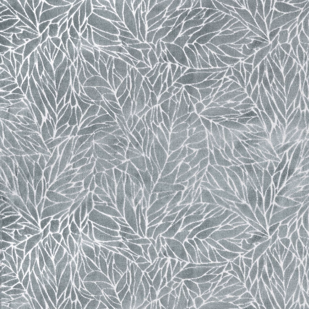 Close-up of grey leafy fabric with fine white abstract veins