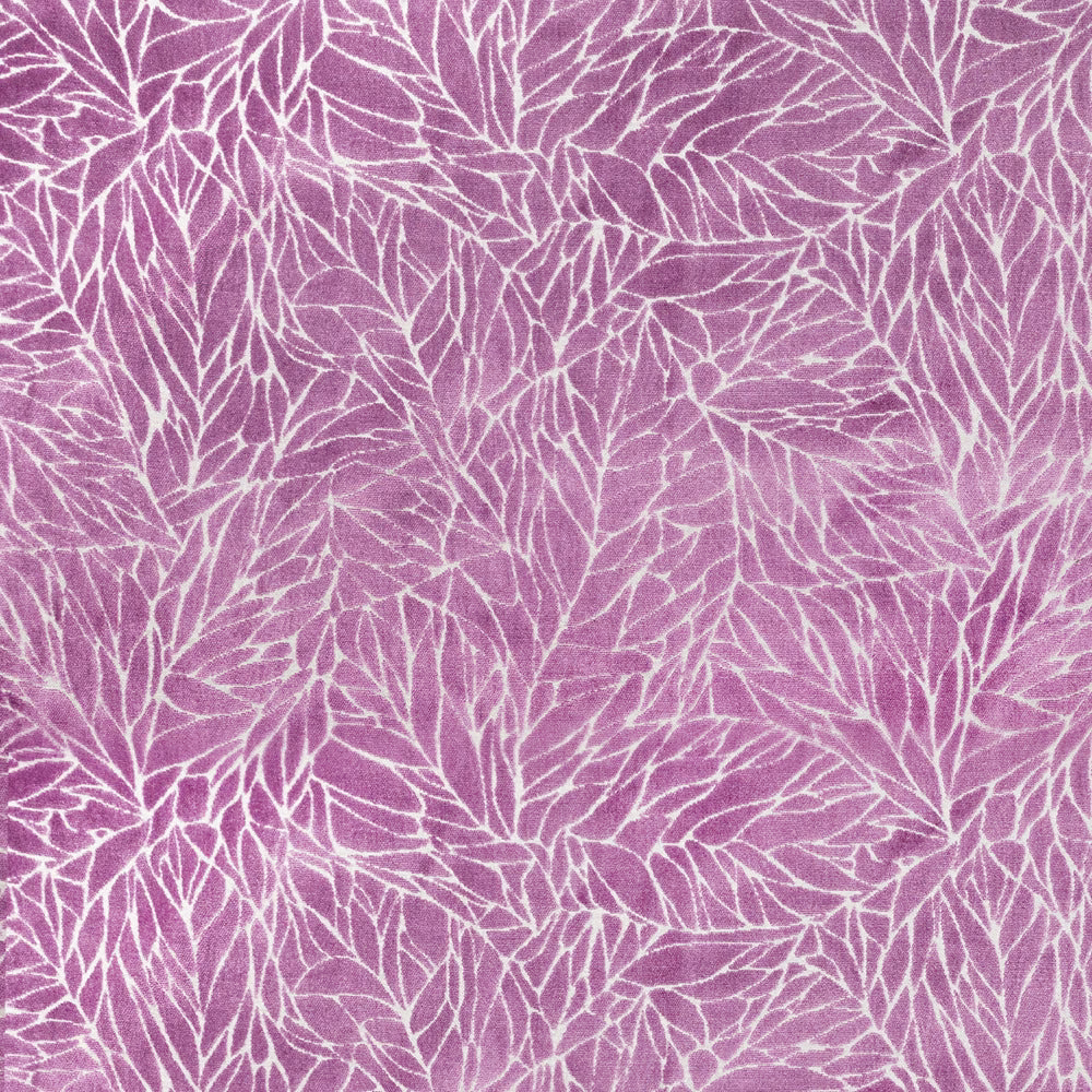 Pink leaf-pattern fabric with pale trailing botanical outlines