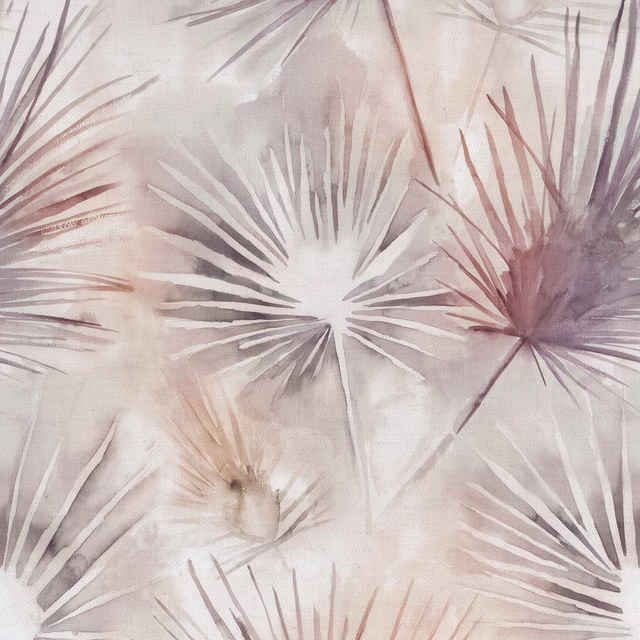 Pale mauve floral starburst fabric with soft lilac and plum watercolour tones
