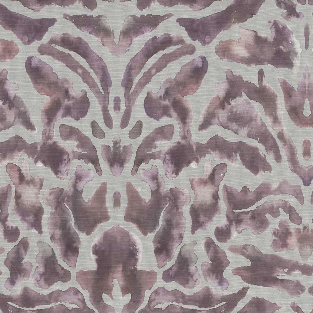 Dusky mauve damask motif on a pale ground with a softly brushed finish