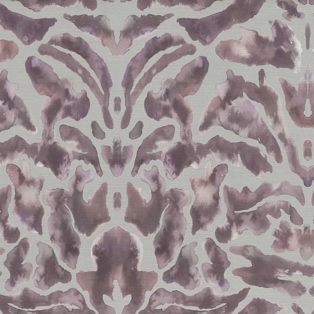 Dusky mauve damask motif on a pale ground with a softly brushed finish
