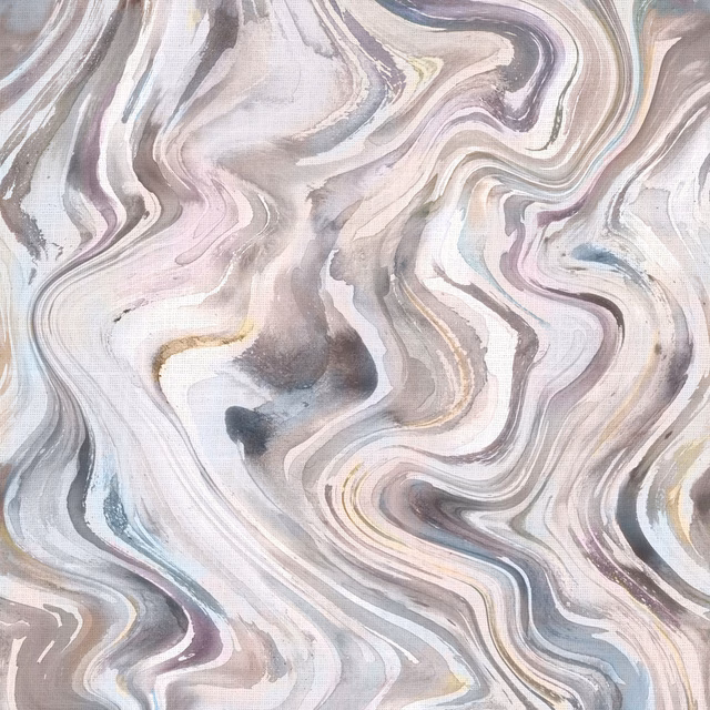 Marbled cream, taupe and grey fabric swatch with flowing abstract swirls