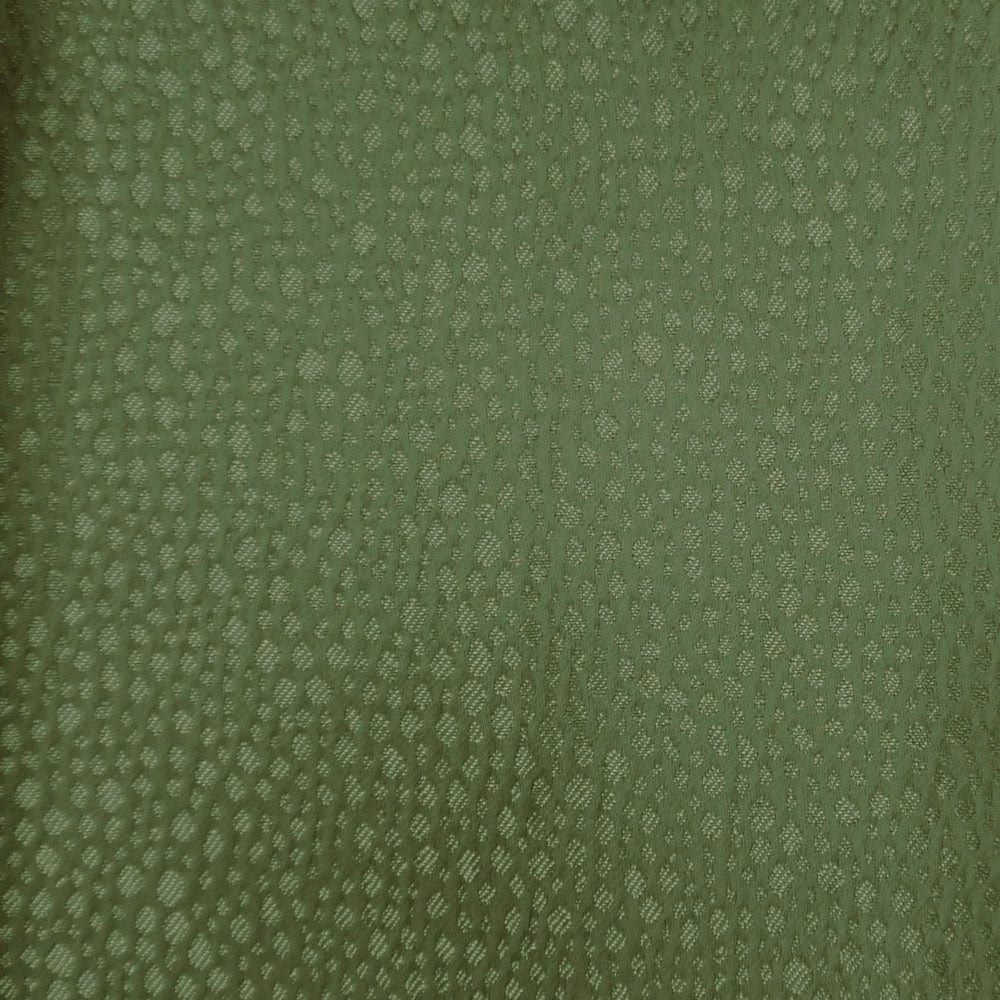 Muted moss green textured fabric swatch with tiny all-over woven speckles