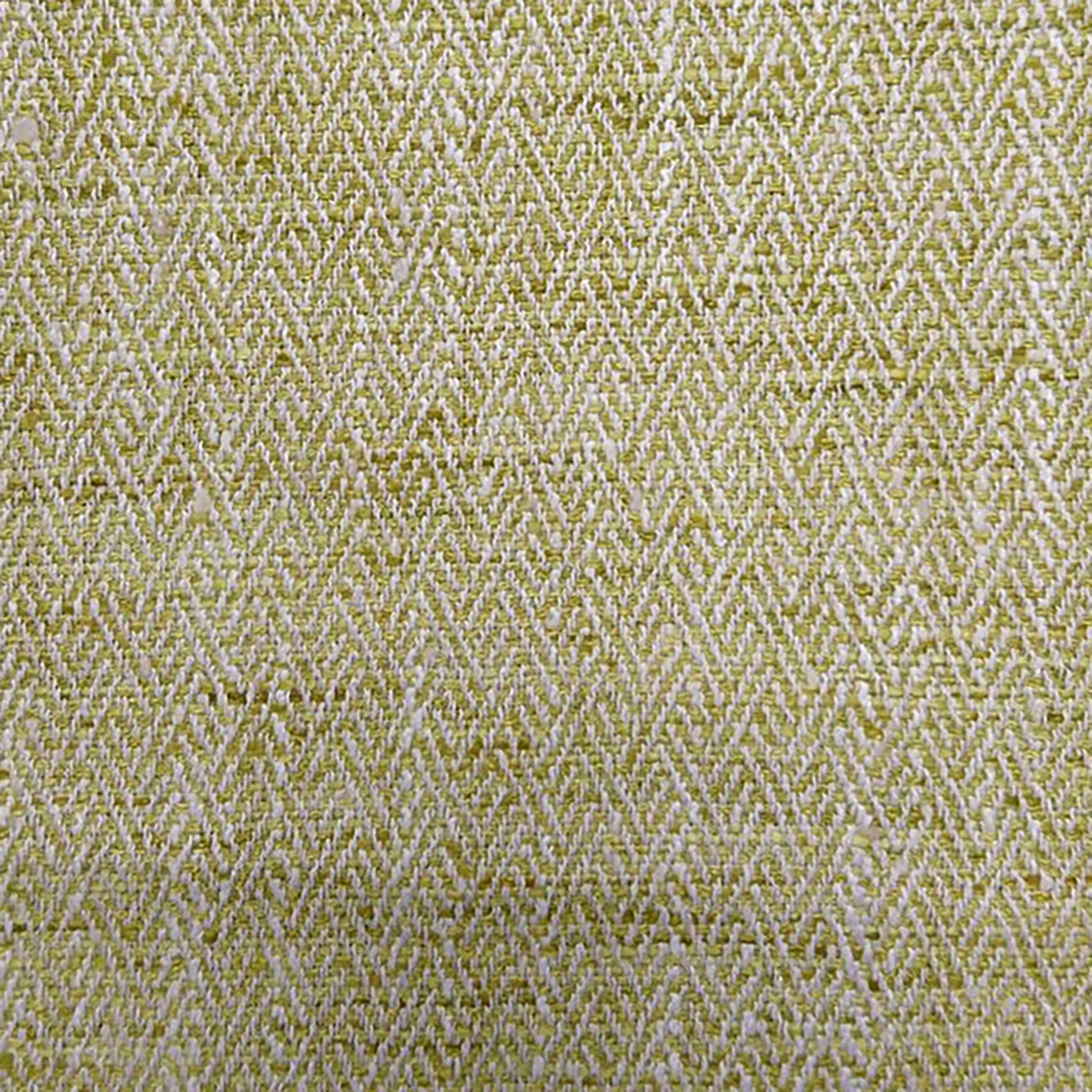 Close-up of a muted yellow-green woven check fabric with pale diagonal texture