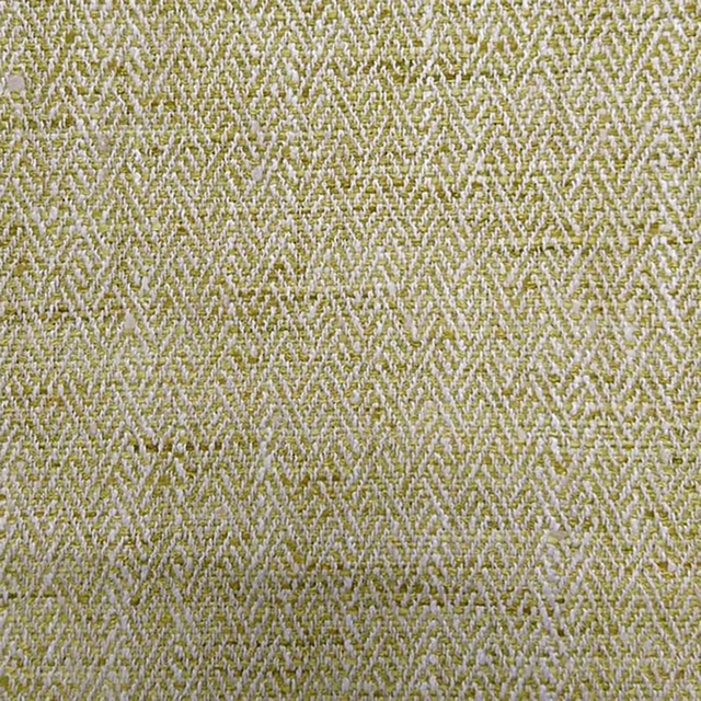 Close-up of a muted yellow-green woven check fabric with pale diagonal texture