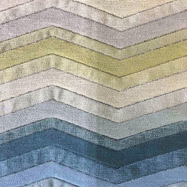 Chevron woven fabric in layered dusty blue and pale grey tones