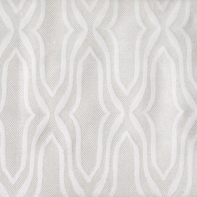 Soft cream woven fabric with tonal elongated geometric pattern