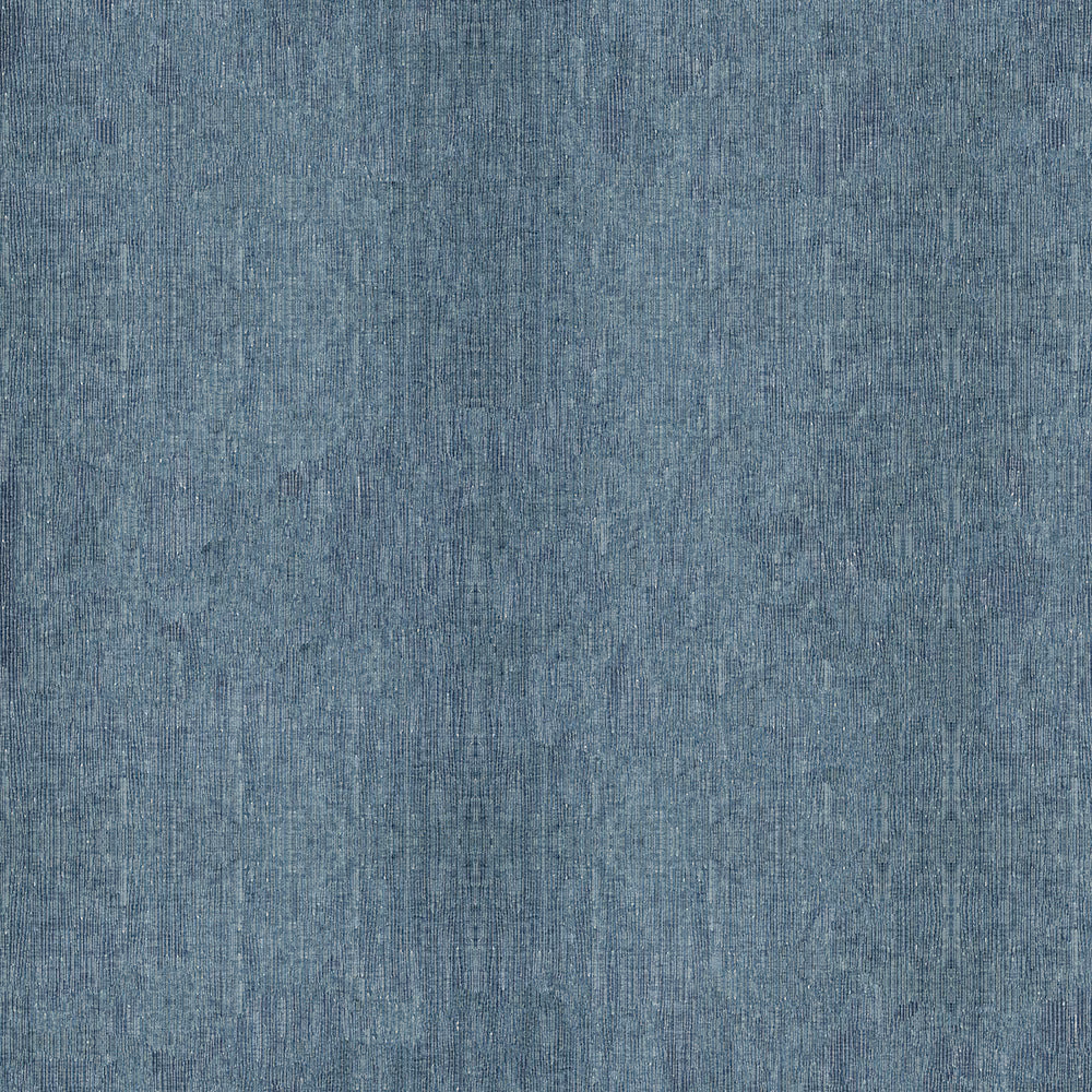 Blue-grey textured fabric swatch with subtle vertical striations and mottled finish