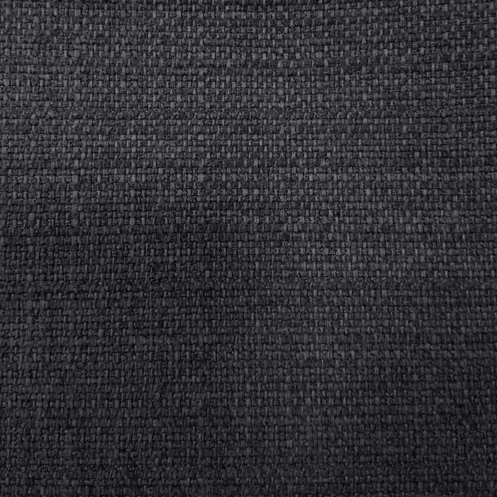 Close-up of charcoal black woven fabric with a tight textured surface