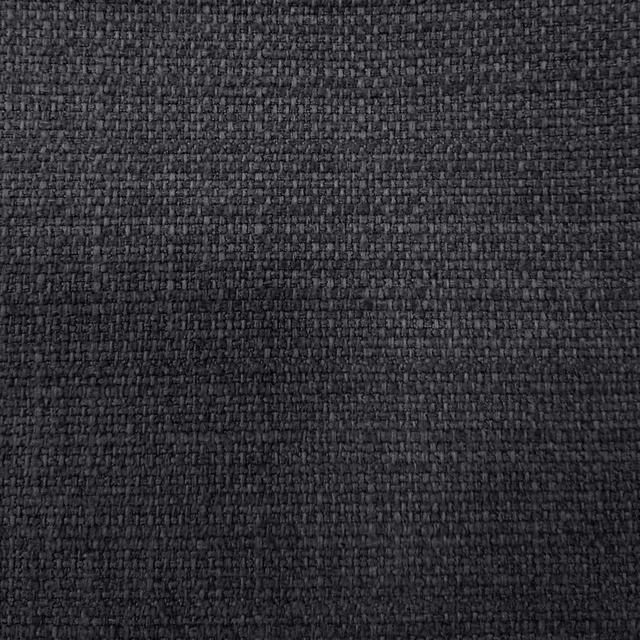 Close-up of charcoal black woven fabric with a tight textured surface