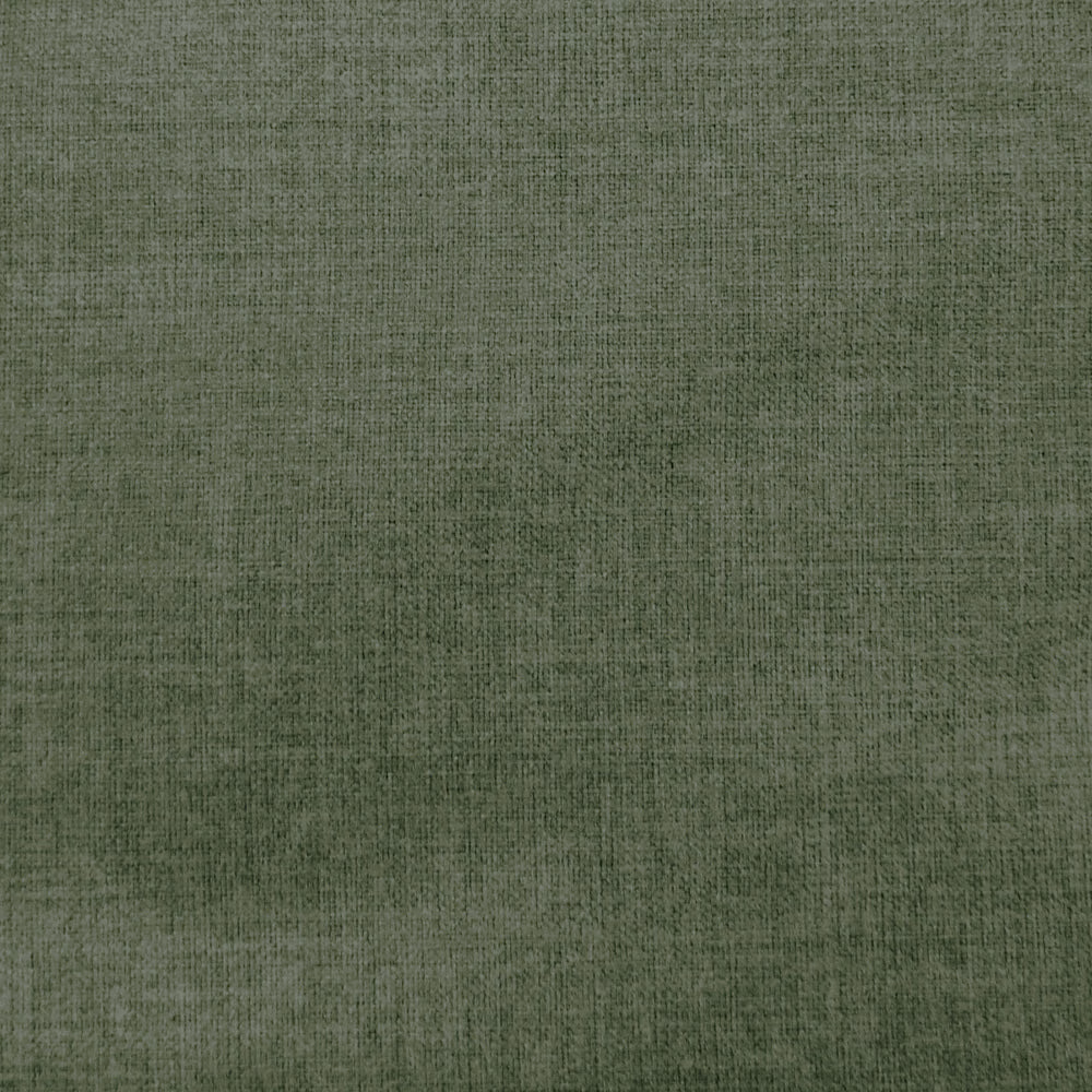 Muted moss green plain woven fabric with subtle textured speckling