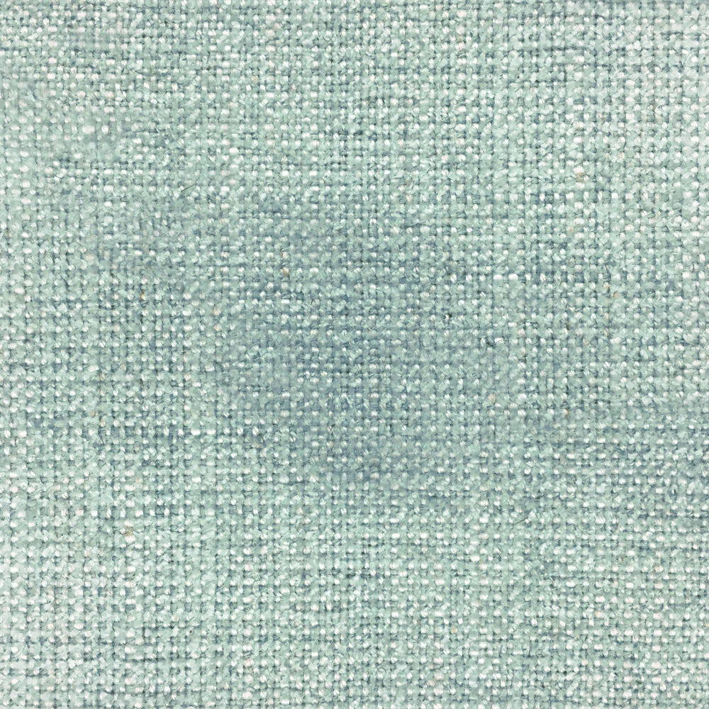 Close-up of soft aqua blue woven fabric with fine textured grain
