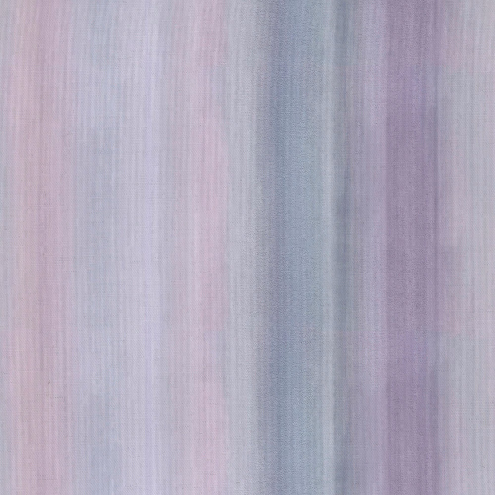 Soft lilac and misty blue vertical stripe cotton fabric with painterly blur