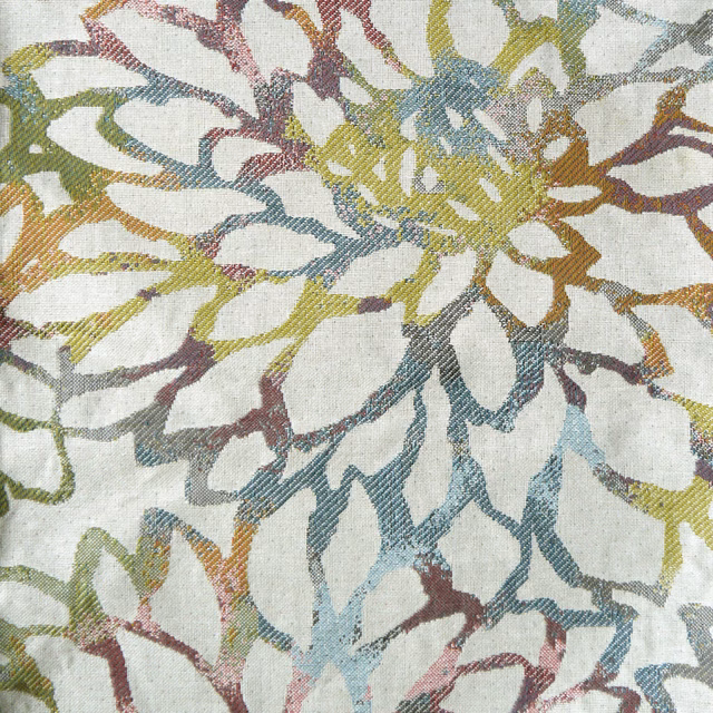 Large abstract floral weave in cream, teal, lime, blush and plum
