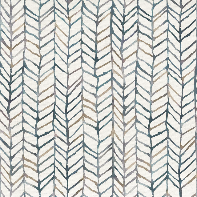 Grey and teal chevron fishingnet pattern on a pale cotton fabric swatch