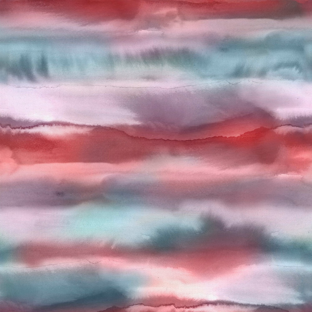 Abstract cotton swatch with blurred blush pink, aqua and lilac horizontal bands