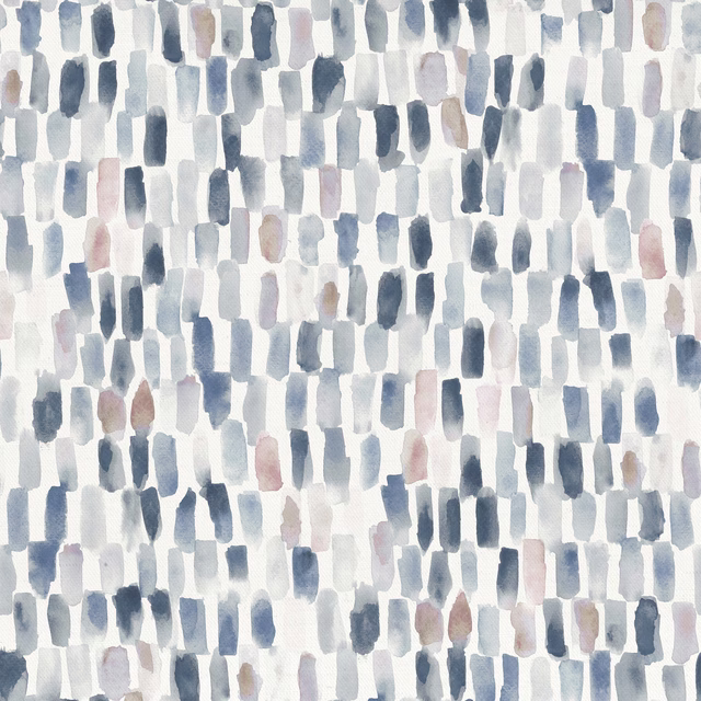 Abstract brushstroke fabric in soft blue-grey, grey and blush on an ivory ground