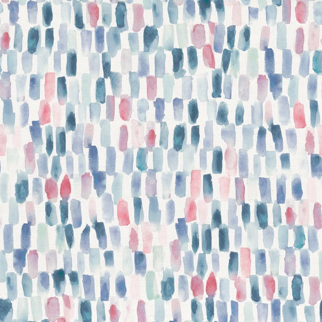 Abstract brushstroke fabric in lilac, blue and blush pink on a pale ground