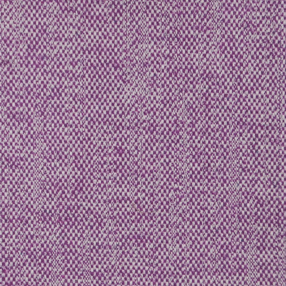 Close-up of mauve purple woven check fabric with a soft heathered texture
