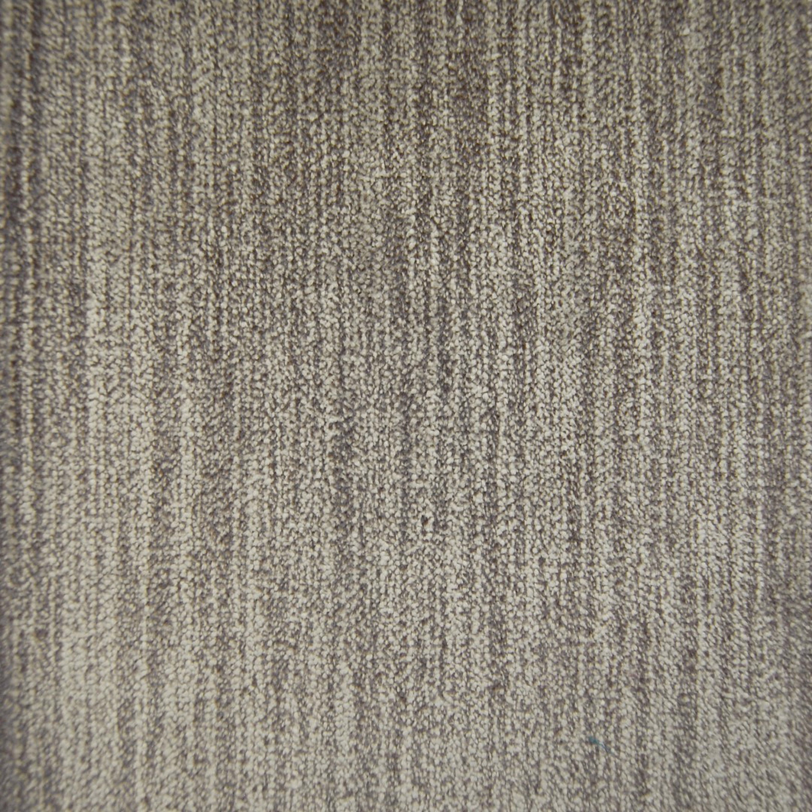 Close-up of muted brown woven fabric with fine speckled vertical striations