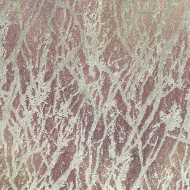Abstract blush pink and cream textured fabric swatch with painterly leaf-like shapes