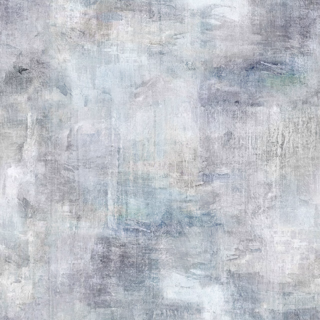Abstract grey fabric swatch with soft blue and silver painterly texture
