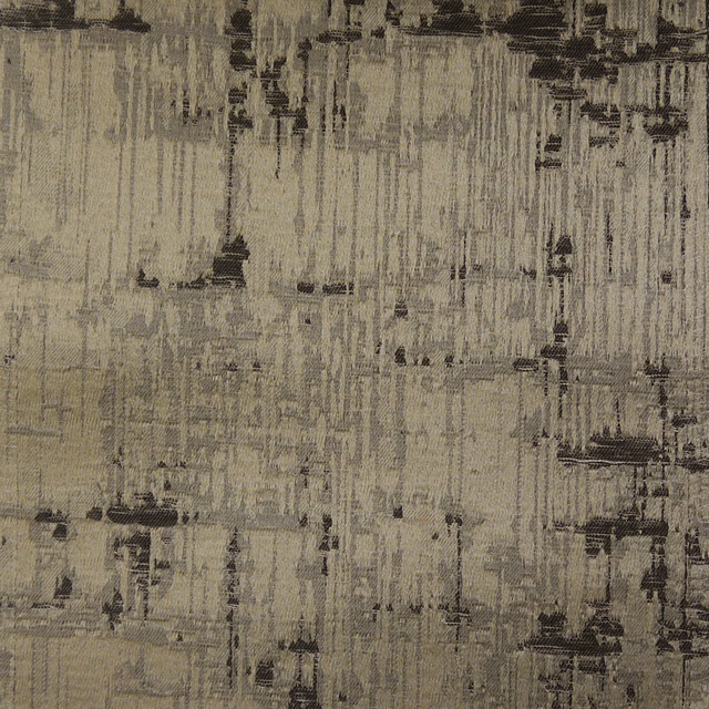 Abstract beige and charcoal woven fabric with vertical streaked texture