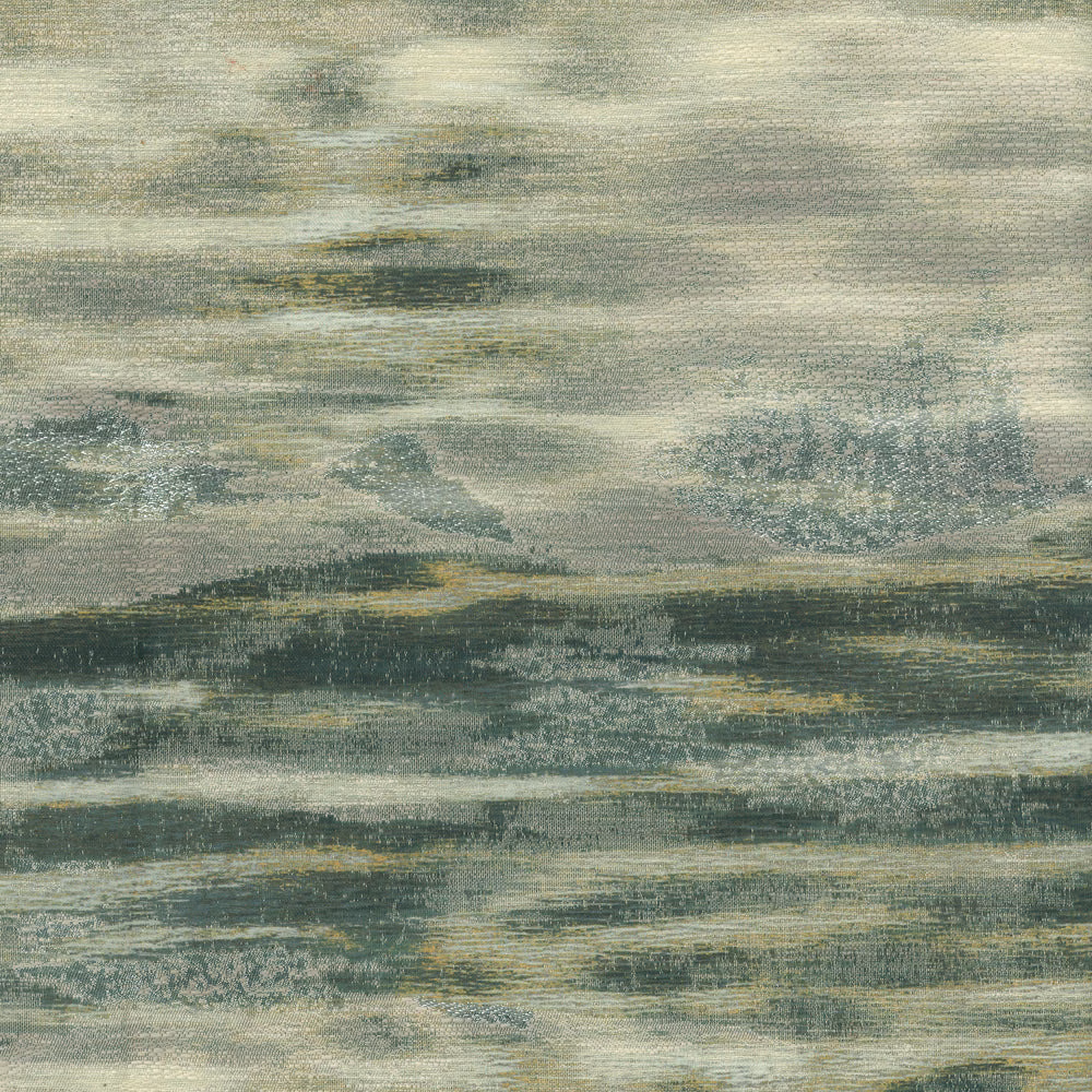 Painterly abstract fabric in muted yellow-green with soft horizontal texture