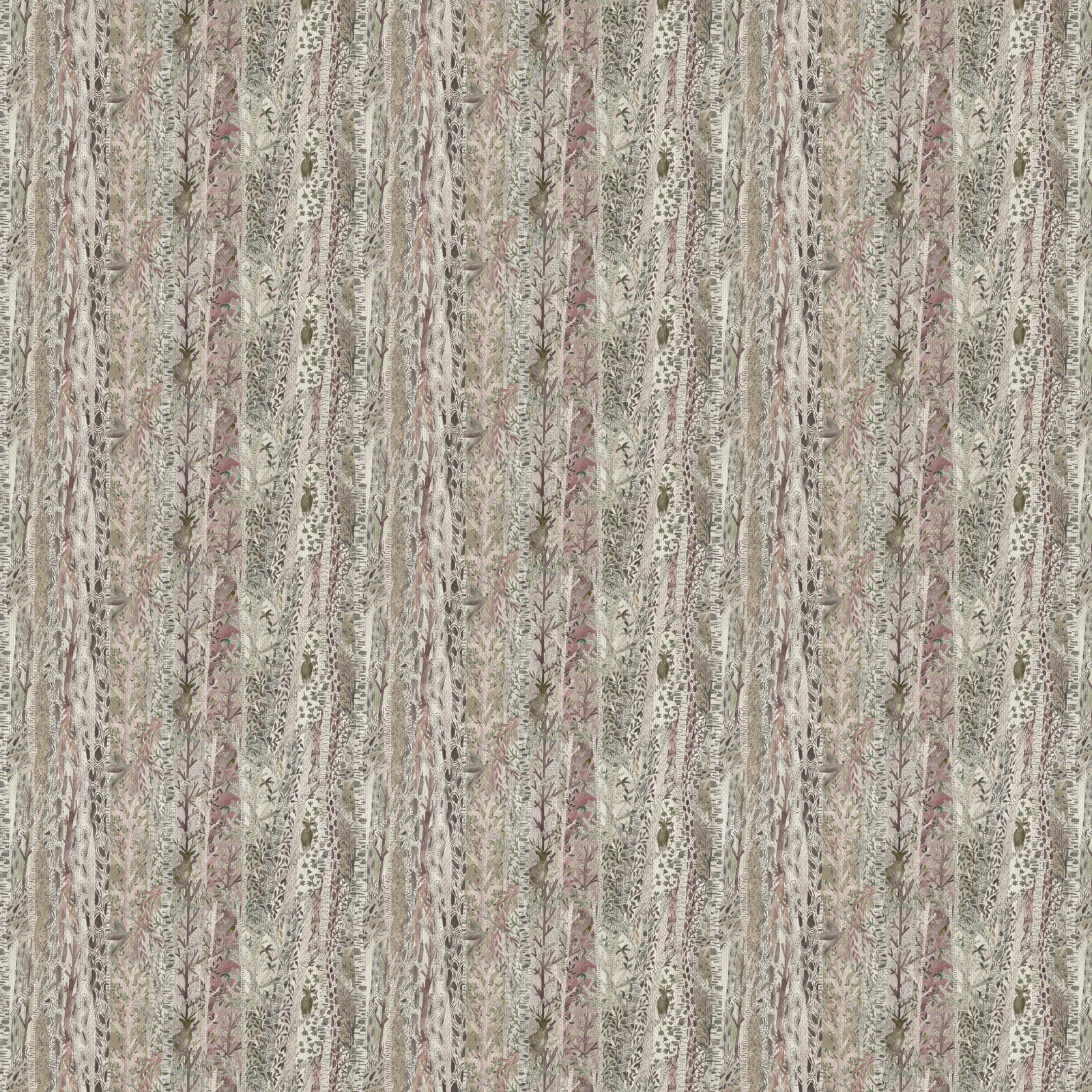 Soft beige botanical stripe fabric with blush and olive leaf detail