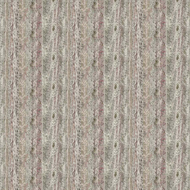 Soft beige botanical stripe fabric with blush and olive leaf detail