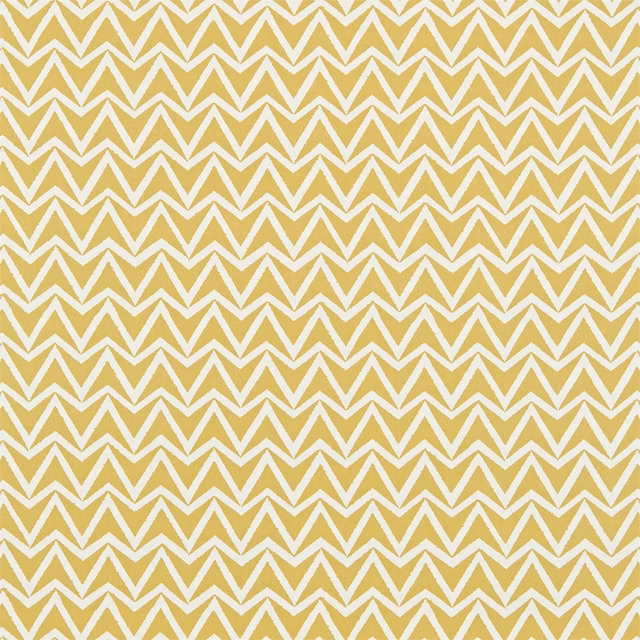 Saffron-gold fabric with densely woven ivory zigzag chevrons