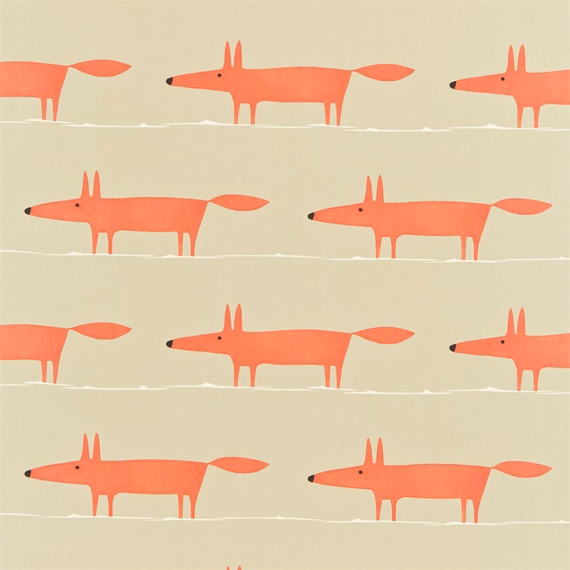 Paprika foxes in rows across a warm neutral ground with white dividing lines