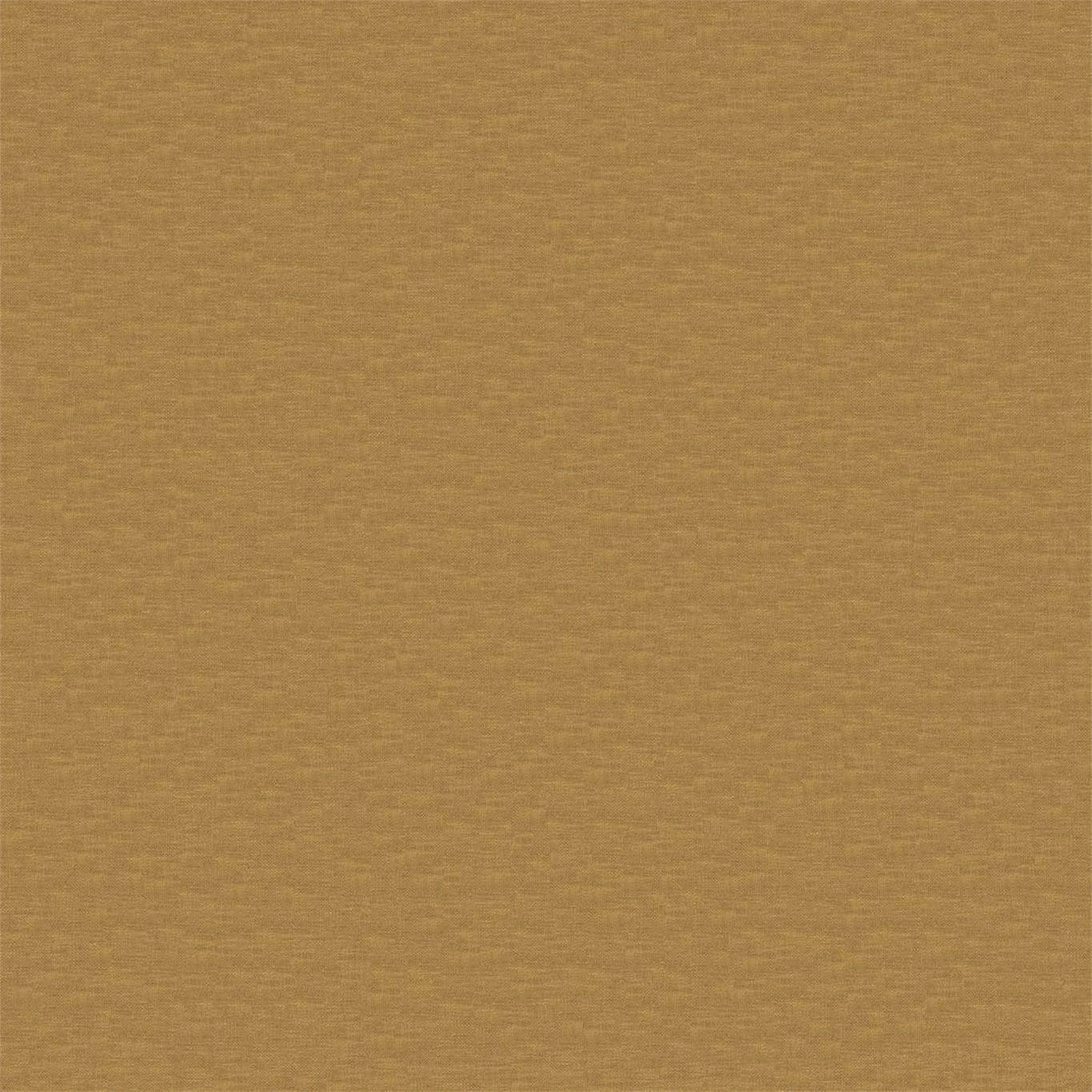 Warm ochre-gold plain woven fabric with fine horizontal slub texture