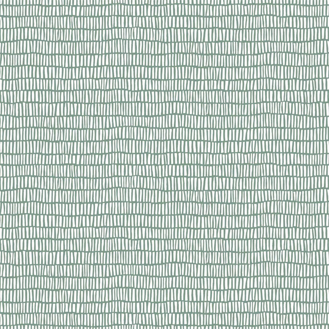 Muted lagoon-green fabric with an irregular pale rectangular grid motif