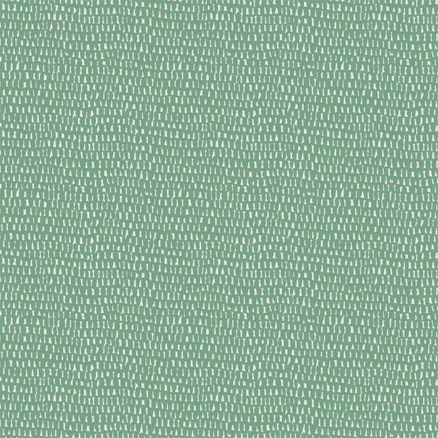 Muted sage-green woven fabric with dense pale broken geometric marks